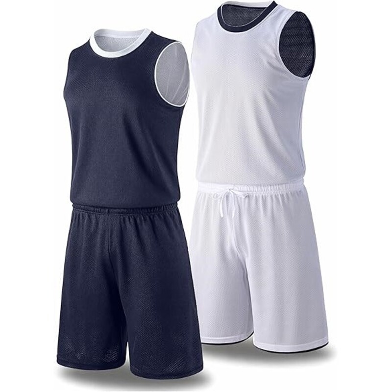 Mens Lightweight Reversible Basketball Uniform Kit for Training and Games Set