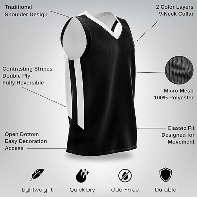 Reversible Basketball Jersey Set with Shorts and Crew Socks